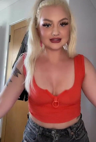 3. Pretty Lowri Rose-Williams in Red Crop Top and Bouncing Breasts