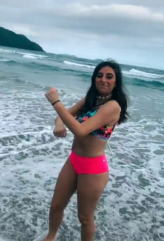 3. Hottie Bia Herrero in Checkered Bikini Top at the Beach