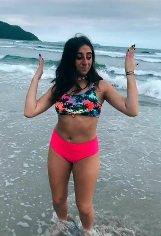 5. Hottie Bia Herrero in Checkered Bikini Top at the Beach