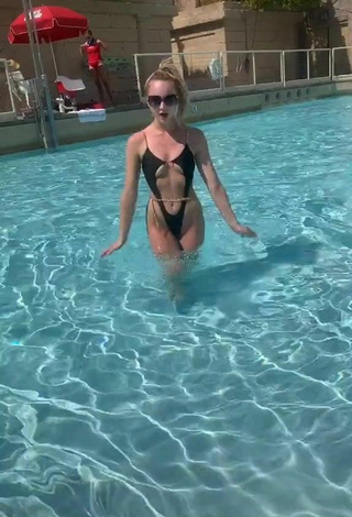2. Sexy Brianna Paige in Black Swimsuit at the Swimming Pool