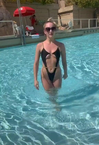 4. Sexy Brianna Paige in Black Swimsuit at the Swimming Pool