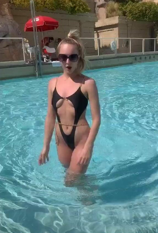 5. Sexy Brianna Paige in Black Swimsuit at the Swimming Pool