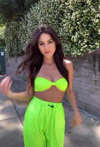 1. Beautiful Brooke Bridges Shows Cleavage in Sexy Lime Green Crop Top