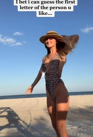 4. Hot Brooklyn Gabby in Leopard Swimsuit at the Beach