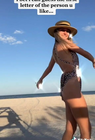 5. Hot Brooklyn Gabby in Leopard Swimsuit at the Beach