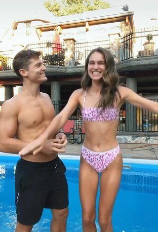 2. Sexy Abbie Herbert in Leopard Bikini at the Pool
