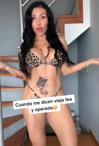 3. Hot Adriana Espitia Shows Cleavage in Leopard Bikini