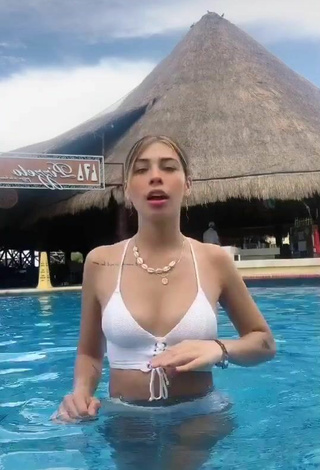4. Alexia García Looks Fine in White Bikini at the Pool