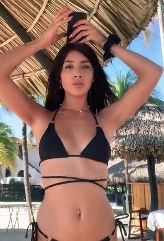 Alexia García Looks Cute in Black Bikini at the Beach