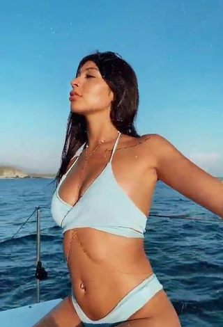 3. Alexia García Looks Sexy in Blue Bikini in the Sea on a Boat