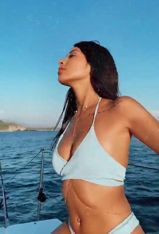 4. Alexia García Looks Sexy in Blue Bikini in the Sea on a Boat