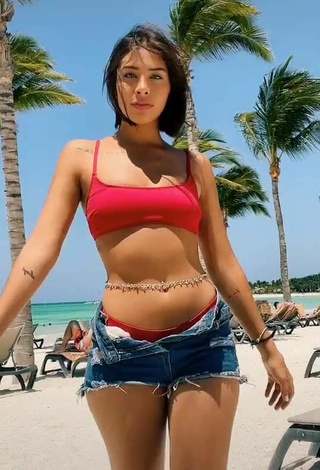 Magnificent Alexia García in Red Bikini at the Beach