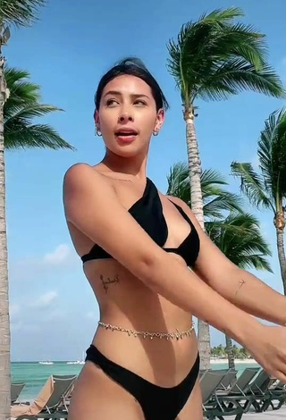 Adorable Alexia García in Seductive Black Bikini at the Beach