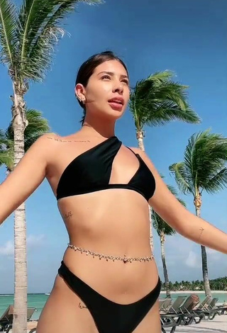 Gorgeous Alexia García in Alluring Black Bikini at the Beach