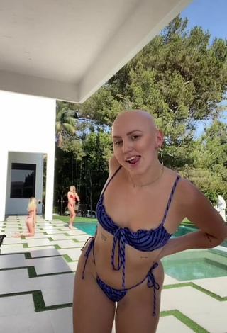 1. Sweet AlexYoumazzo in Cute Striped Bikini at the Swimming Pool