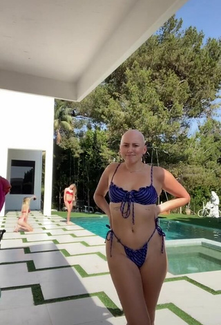 2. Sweet AlexYoumazzo in Cute Striped Bikini at the Swimming Pool