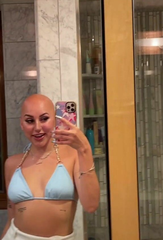 Sexy AlexYoumazzo in Blue Bikini Top
