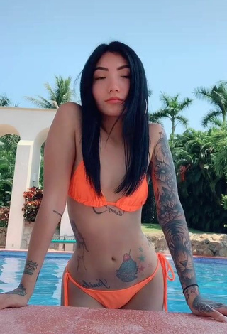 2. Sweetie Nicole Amado in Electric Orange Bikini at the Pool