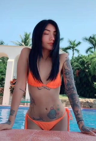 4. Sweetie Nicole Amado in Electric Orange Bikini at the Pool
