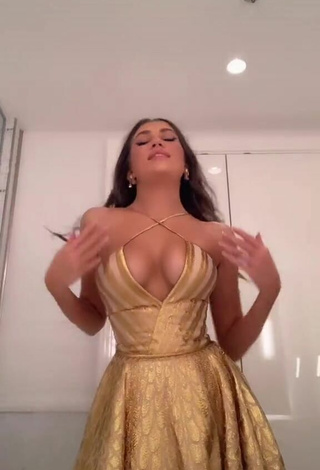 Sexy Amelie Zilber in Golden Dress