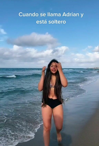 2. Cute Annie Vega in Checkered Bikini Top at the Beach