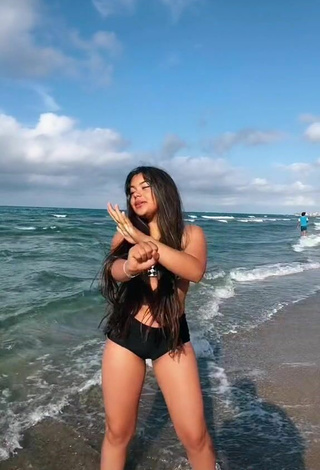 4. Hot Annie Vega in Checkered Bikini Top at the Beach