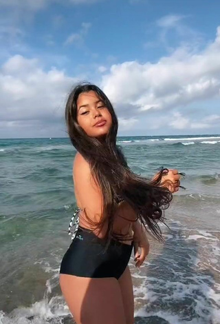 4. Sexy Annie Vega in Checkered Bikini Top at the Beach