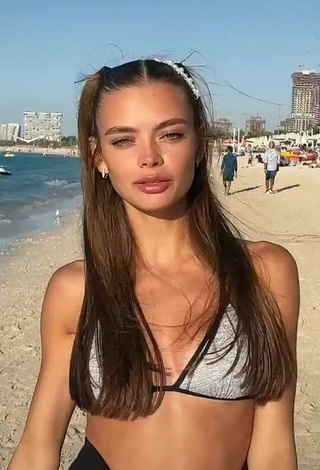 2. Amazing Anya Ischuk in Hot Silver Bikini Top at the Beach