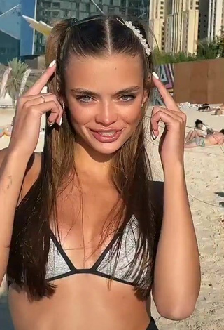 Amazing Anya Ischuk in Hot Silver Bikini Top at the Beach