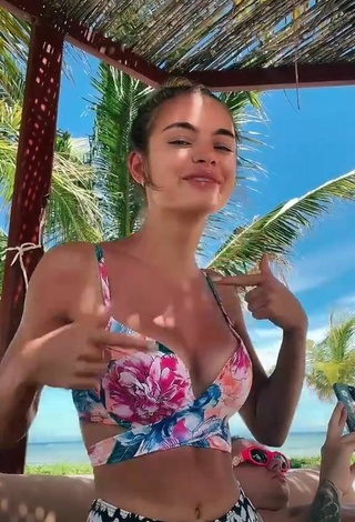 3. Sexy Anya Ischuk in Floral Bikini at the Beach
