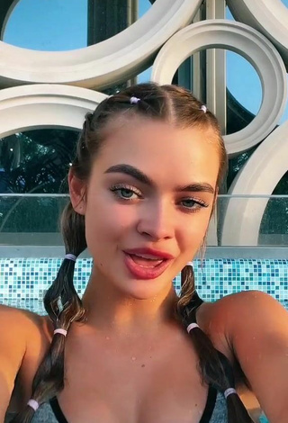 Sexy Anya Ischuk in Bikini Top at the Swimming Pool