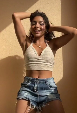 5. Sexy Any Gabrielly in Beige Crop Top