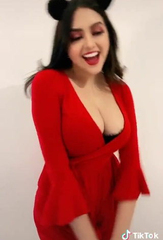 3. Beautiful Abril Abdamari Garza Alonso Shows Cleavage in Sexy Red Overall