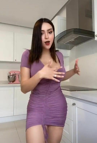 3. Cute Abril Abdamari Garza Alonso Shows Cleavage in Purple Dress and Bouncing Tits