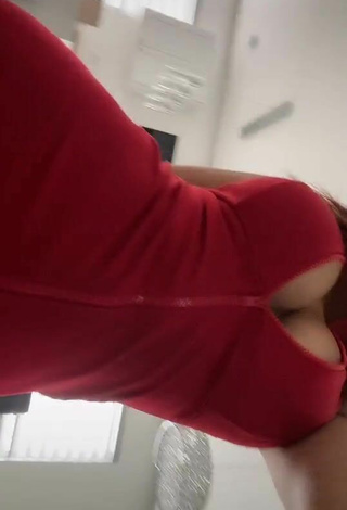 5. Sexy Abril Abdamari Garza Alonso Shows Cleavage in Red Dress