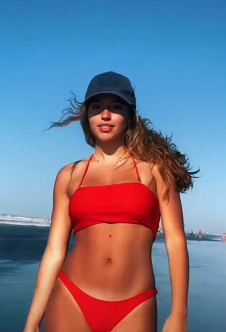 Sexy Arianna Somovilla in Red Bikini at the Beach
