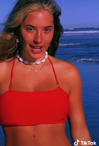 5. Erotic Arianna Somovilla in Red Bikini at the Beach