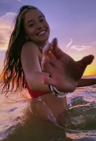 Cute Arianna Somovilla in Red Bikini in the Sea