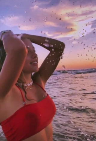 4. Cute Arianna Somovilla in Red Bikini in the Sea