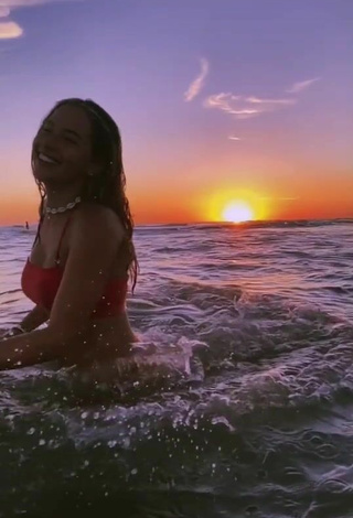 5. Cute Arianna Somovilla in Red Bikini in the Sea