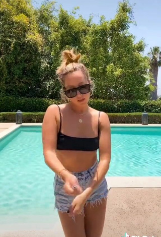 5. Hot Ashley Tisdale in Black Bikini Top at the Pool