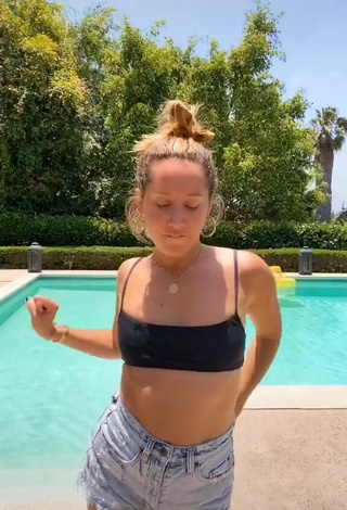 2. Sexy Ashley Tisdale in Black Bikini Top at the Swimming Pool