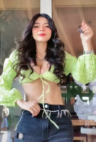 3. Wonderful Aylin Criss Shows Cleavage in Lime Green Crop Top