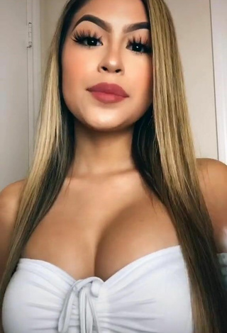 Desiree Montoya Shows Cleavage in Sexy White Crop Top