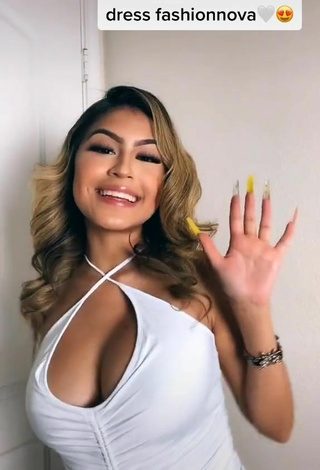 2. Sexy Desiree Montoya Shows Cleavage in White Dress