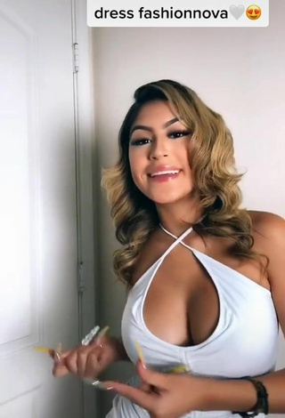 3. Sexy Desiree Montoya Shows Cleavage in White Dress