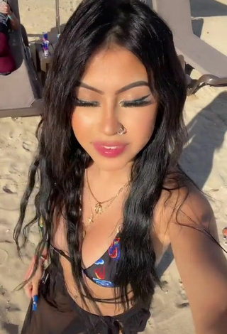 Beautiful Desiree Montoya in Sexy Bikini Top at the Beach