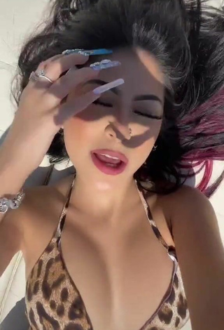 Hot Desiree Montoya Shows Cleavage in Leopard Bikini on a Boat