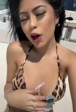 3. Hot Desiree Montoya Shows Cleavage in Leopard Bikini on a Boat