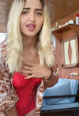 Hot Eda Aslankoç in Red Swimsuit